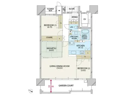 セントラルパーク香椎照葉弐番館(3LDK/14階)の間取り写真