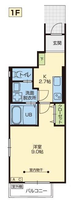 JR東北本線 花巻駅 徒歩33分 2階建 築4年(1K/1階)の間取り写真