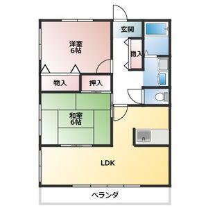 ディアコート井内(2LDK/4階)の間取り写真