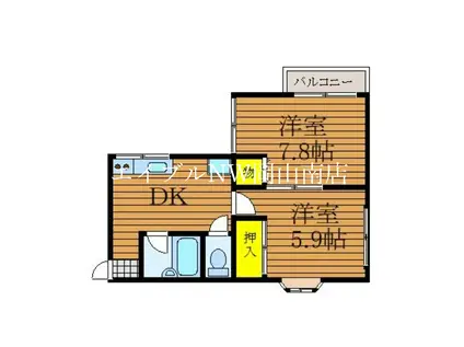 コーポすずらん(2DK/2階)の間取り写真