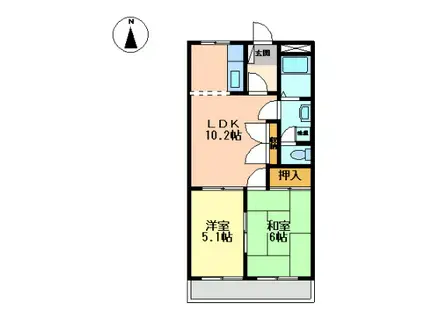 ロイヤル花水木(2LDK/4階)の間取り写真