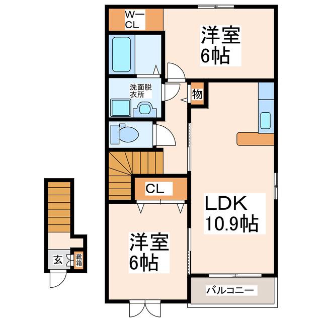 エターナルIII(2LDK/2階)の間取り写真