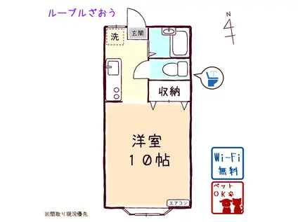 ルーブルざおう(1K/2階)の間取り写真