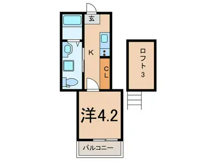 ルアール(1K/3階)の間取り写真