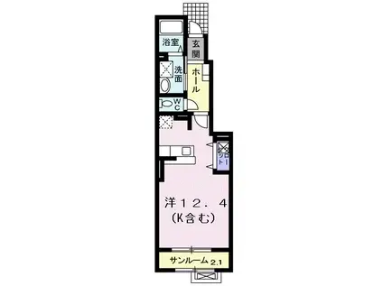 シャルマン ハイツI(ワンルーム/1階)の間取り写真