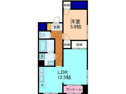 カサ・ミラ(1LDK/1階)の間取り写真