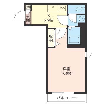 メイプルコート小杉(1K/3階)の間取り写真