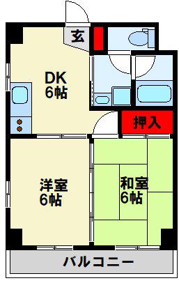 メゾン林(2DK/3階)の間取り写真