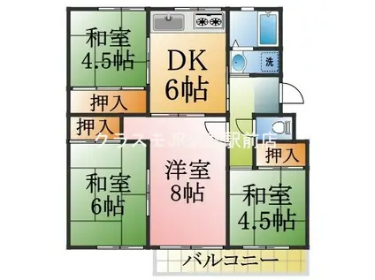 高倉台団地 31号棟(4DK/3階)の間取り写真