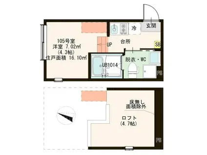 テラス西瑞江(ワンルーム/1階)の間取り写真