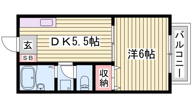 ロイヤルハイツII(1DK/2階)の間取り写真