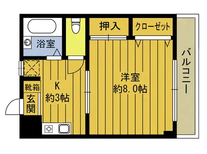 タンネンバウム2(1K/3階)の間取り写真