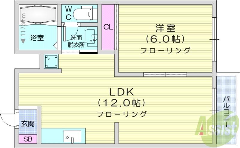 パルコ天沼(1LDK/2階)の間取り写真