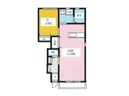 エスポワール(1LDK/1階)の間取り写真