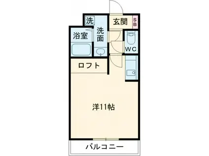 ウッドベルスクエアA棟(ワンルーム/1階)の間取り写真