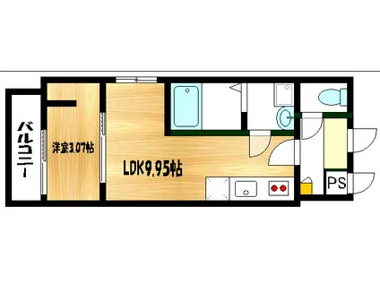 RESIDENTIAL 戸坂駅前(1LDK/1階)の間取り写真