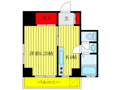 ANNEX M(1K/6階)の間取り写真