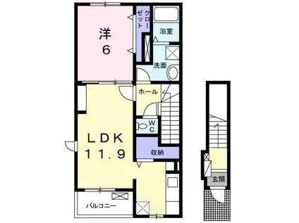 モトーレI(1LDK/2階)の間取り写真