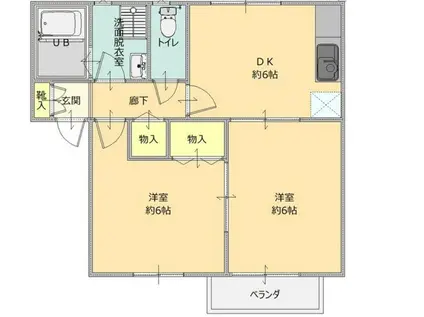 シェーヌメゾン(2DK/2階)の間取り写真