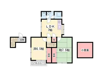 桜ケ丘団地15号棟2階(2SLDK/2階)の間取り写真
