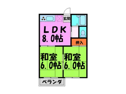乾ハイツ(2LDK/2階)の間取り写真