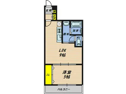 楓ハイツ(1LDK/3階)の間取り写真
