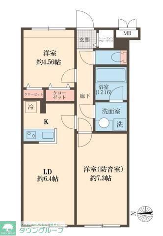 LIBERTE沼袋(2LDK/2階)の間取り写真