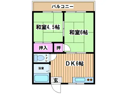 コーポきさらぎ(2DK/1階)の間取り写真