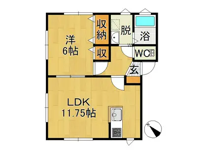 キャッスルコートさくら(1LDK/2階)の間取り写真