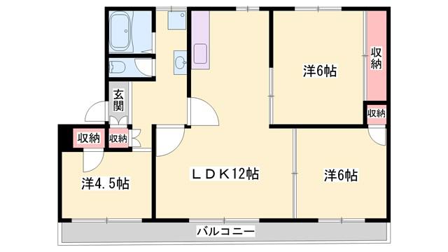 ヴィラナリー加東III 2号棟(3LDK/2階)の間取り写真