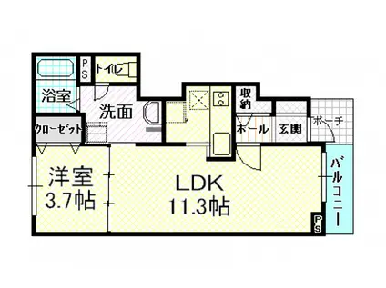 セレノ アロッジオII(1LDK/1階)の間取り写真
