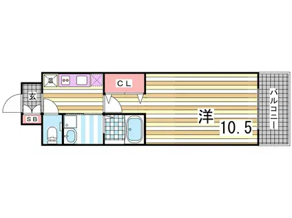 アドバンス三宮IIIリンクス(1K/11階)の間取り写真