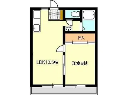 パナハイツ田岡 国分寺(1LDK/2階)の間取り写真