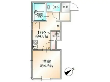 MAISON OMBLE VERTE(1K/1階)の間取り写真