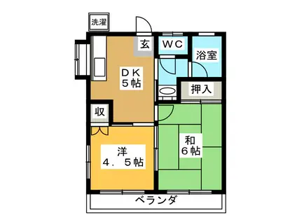 ハイツ松村(2DK/2階)の間取り写真