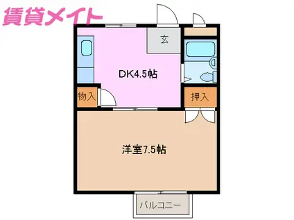 尾崎善ハイツ(1DK/1階)の間取り写真