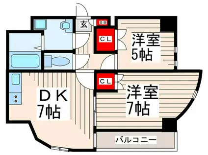 メゾンドリプレット(2DK/5階)の間取り写真