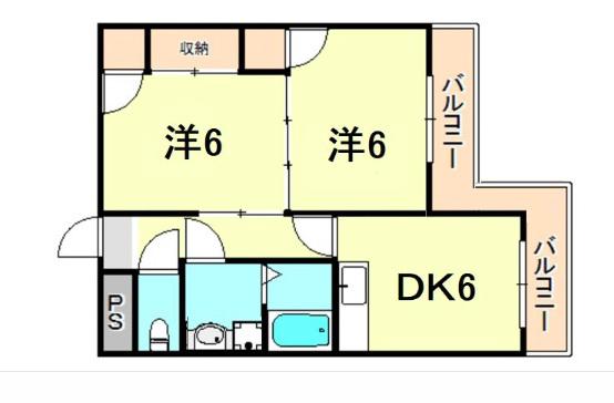 グランドメゾン大津和(2DK/2階)の間取り写真