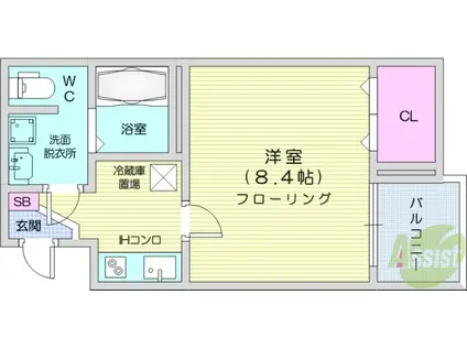 エル ソルあすと長町(1K/2階)の間取り写真