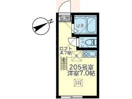 ユナイト新町ファンタジスタ(ワンルーム/2階)の間取り写真