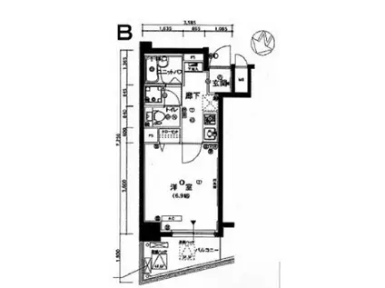 エスコート東日本橋(1K/11階)の間取り写真