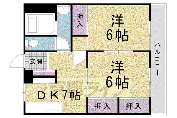 パークヴィラ(2DK/3階)の間取り写真