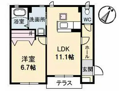 SOLARE(1LDK/1階)の間取り写真