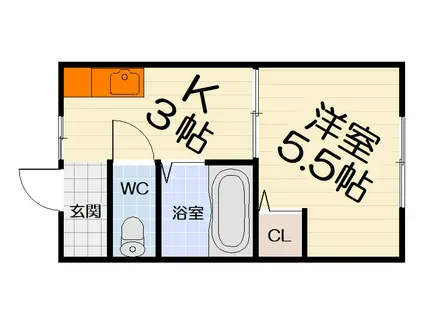 いずみ荘(1K/2階)の間取り写真