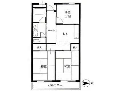 高津レジデンス(3DK/1階)の間取り写真