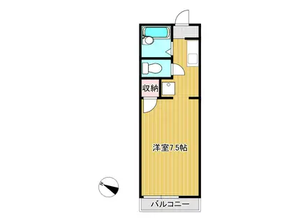 フラッツマルイ(1K/1階)の間取り写真