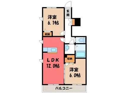 メゾン ティエドゥールII(2LDK/1階)の間取り写真