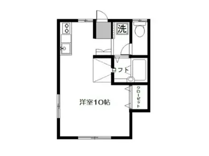 ハイツチロル(ワンルーム/2階)の間取り写真