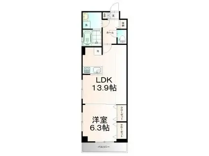 アルコバレーノチュウオウ(1LDK/4階)の間取り写真