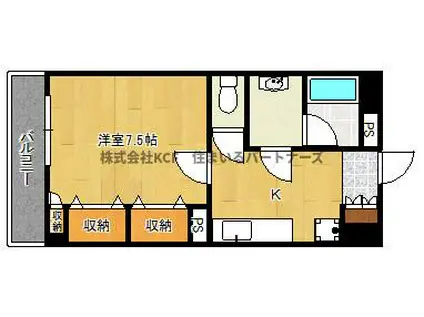 ハビタット351(1K/1階)の間取り写真